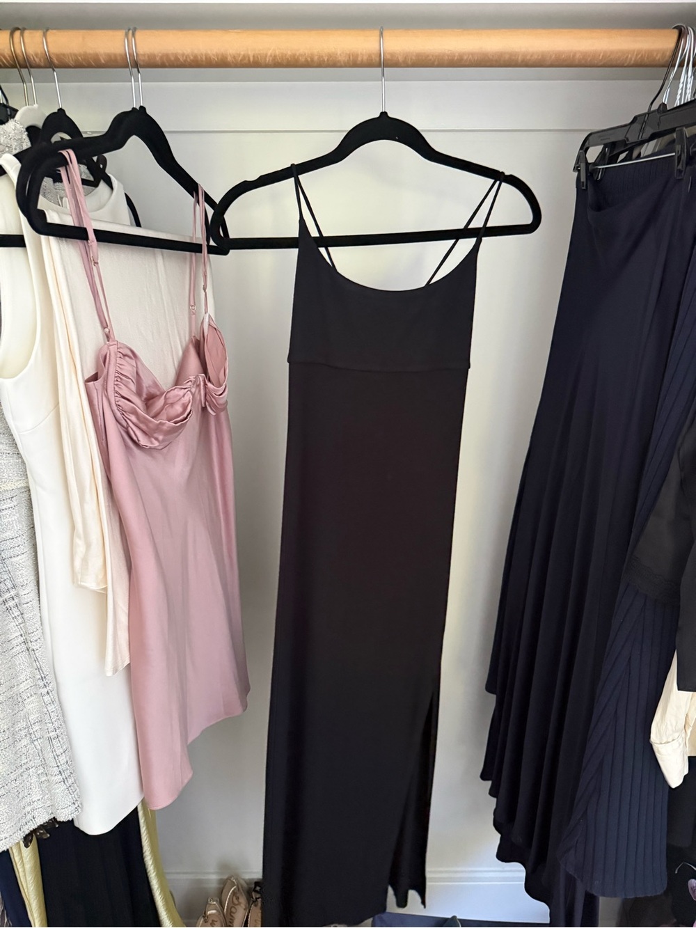 Wilfred Black Maxi Slip Dress with Spaghetti Straps